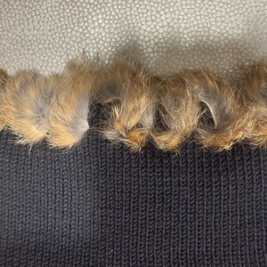 Black Knit Scarf with Faux Fur Trim